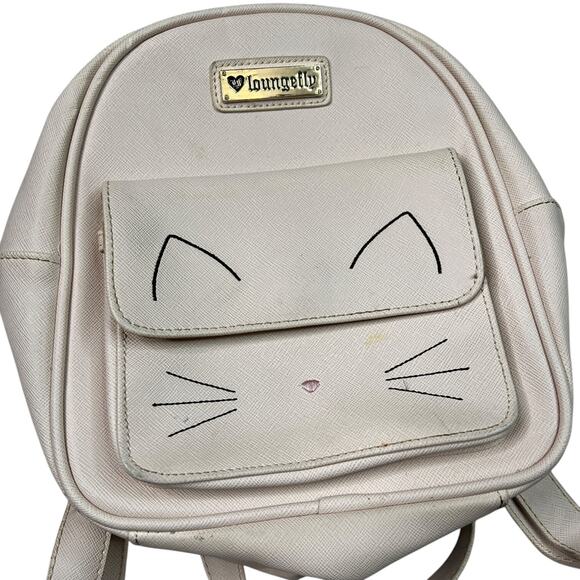 Loungefly Cat Face Mini Backpack Embroidered OG Heart Logo FLAW Pastel Pink main image 6